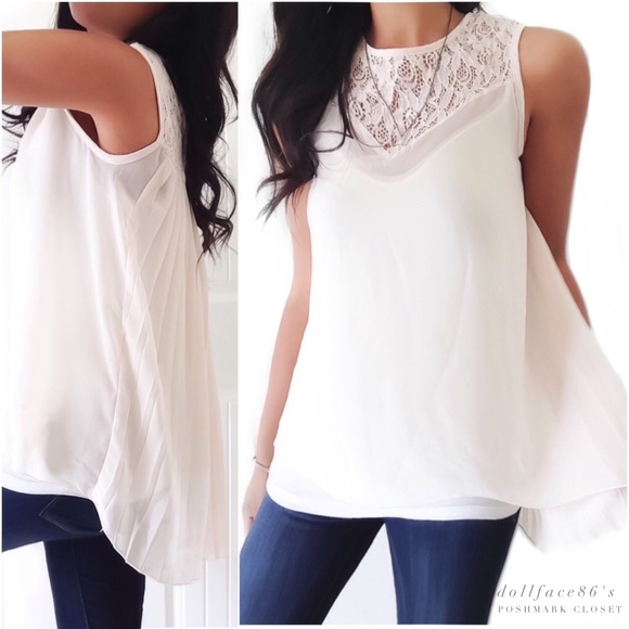 Love & haight  Tops - Dramatic Lace Neckline & Pleated Backside Top