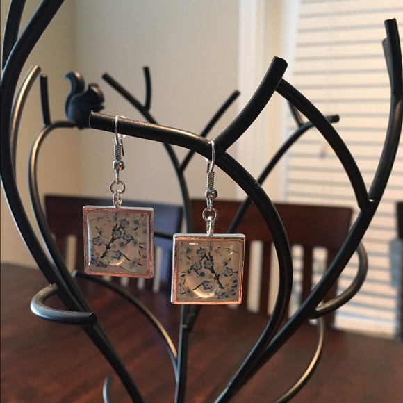 Handmade blue flower earrings