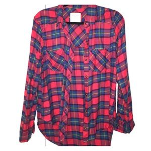 Funky flannel! Size L, fits small. A&F.
