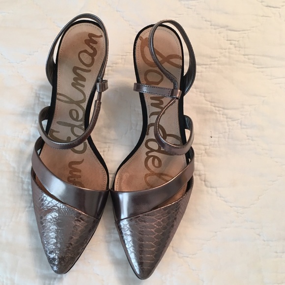 Sam Edelman silver Metallic leather heels