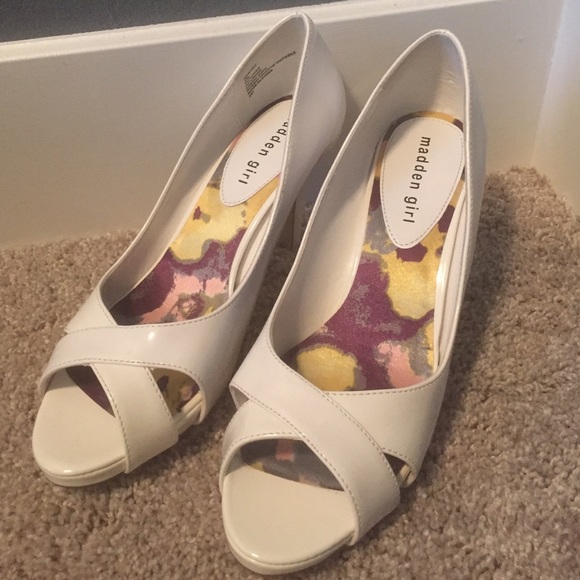 Madden girl white open toe heels