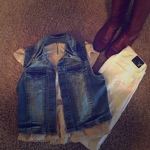Crop, Sleeveless Denim Jacket.