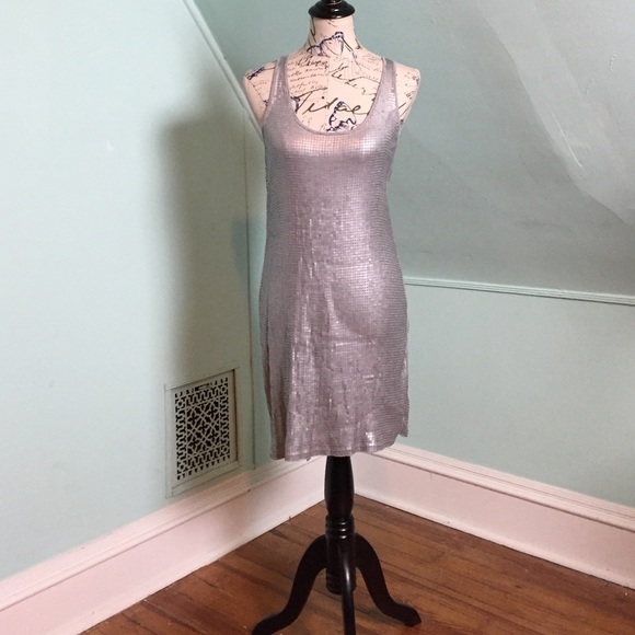 Silver sequined tank dress
