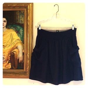 H&M Navy Blue 2-Layer Elastic Waist Skirt Sz L H&M Navy Blue 2-Layer Elastic Waist Skirt Sz L