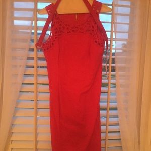 Danny and Nicole coral knee length dress