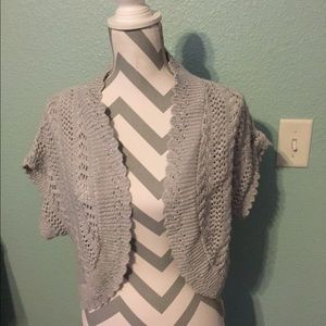Silver crocheted sweater, size 18/20