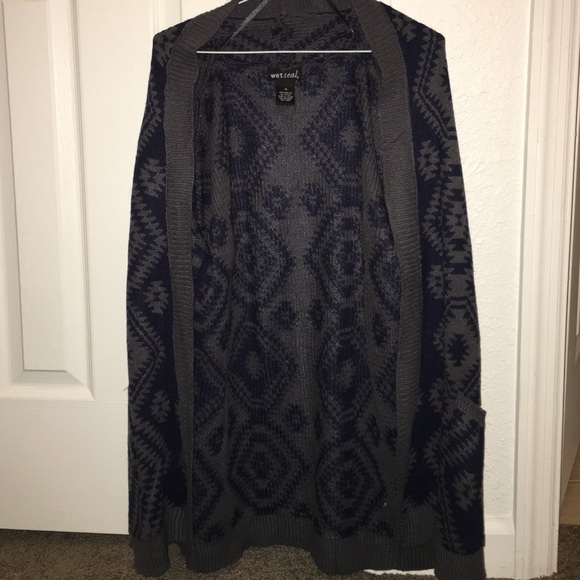 Gray and navy cardigan
