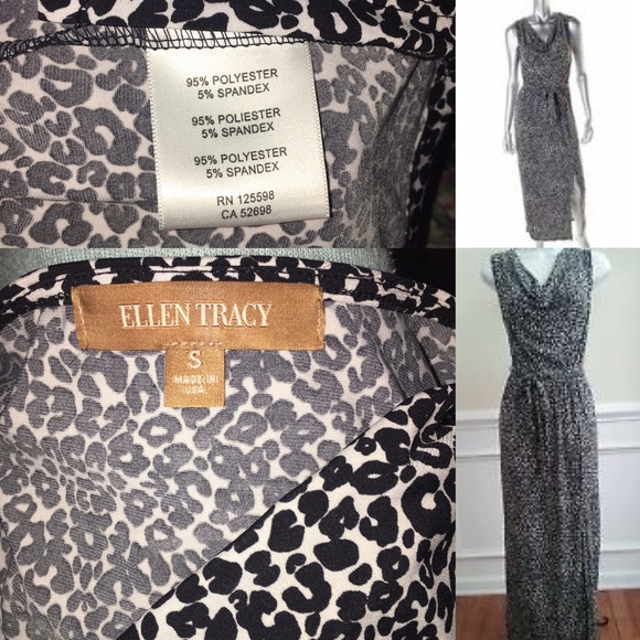 Ellen Tracy Leopard Print Black White Maxi Dress