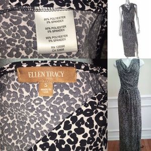 Ellen Tracy Leopard Print Black White Maxi Dress