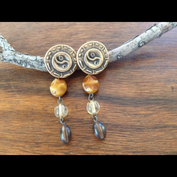 Brown boho earrings