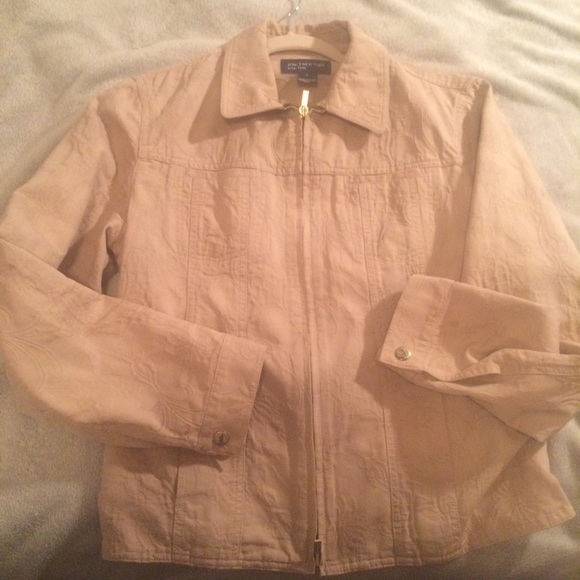 Jones New York embroidered tan jacket