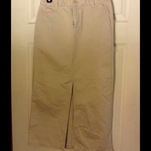 Front Lit Long Khaki Skirt