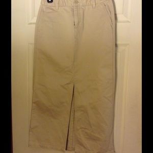 Front Lit Long Khaki Skirt