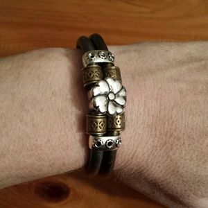 Gorgeous two toned leather bracelet hand made