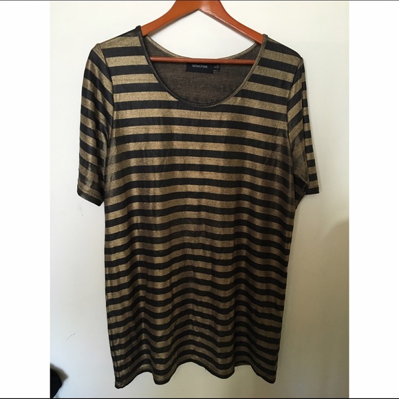 Mink Pink gold and black shift dress size Large
