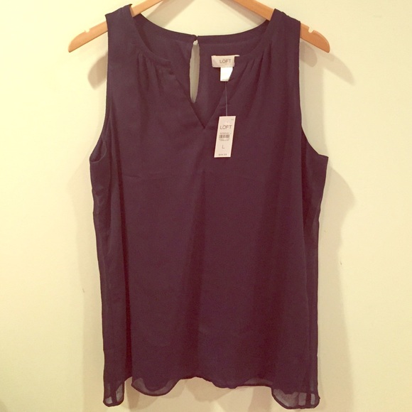 NWT - Ann Taylor Loft Navy Sleeveless Blouse