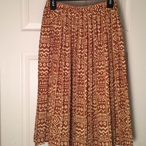 Vintage tribal print midi skirt Leslie Fay