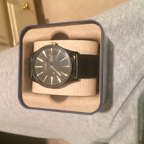 Nixon black leather watch