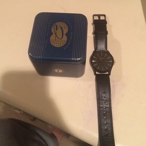Nixon black leather watch