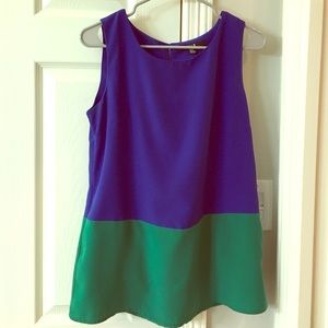 Color block tunic blue / green