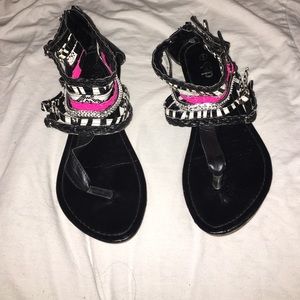 Zebra pink black sandals