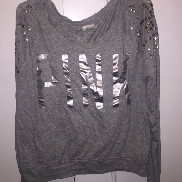 Long sleeve PINK rhinestone embellished shirt.