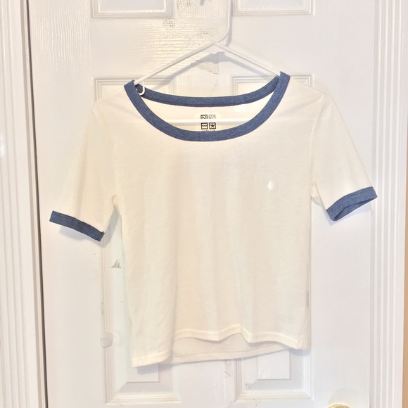 White and Blue Ringer Tee