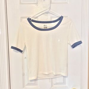 White and Blue Ringer Tee