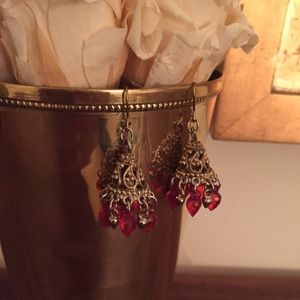 Red drop chandelier earrings