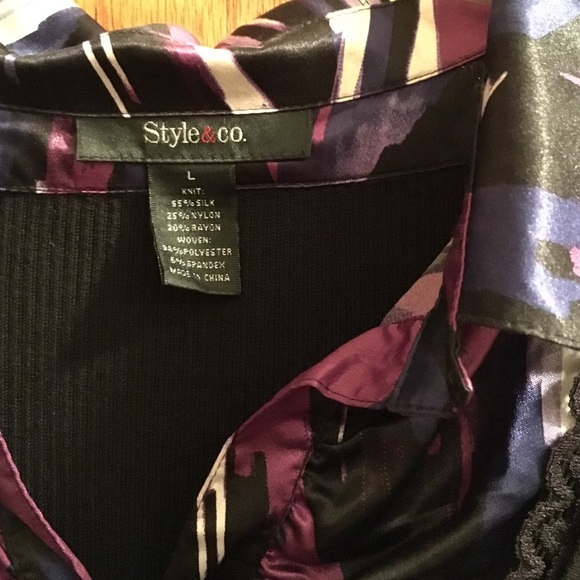 🎉SALE🎉 Style & Co. Ribbed Black and Purple Top - Picture 3 of 4