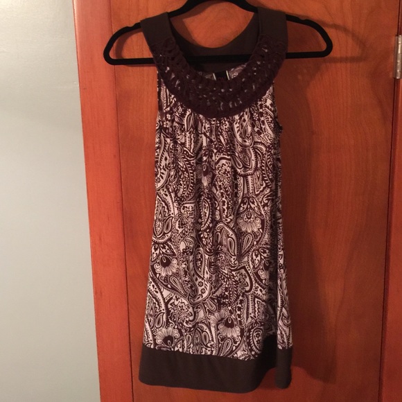 Cream and brown dress