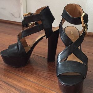 Nine West chunky black heels.