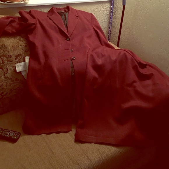 Two piece burgundy suit