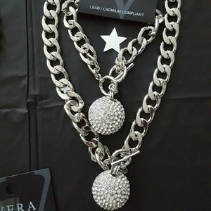 Silver bling necklace set