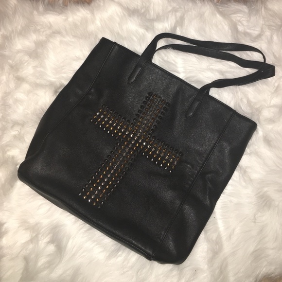 ALDO Black Studded Cross Tote