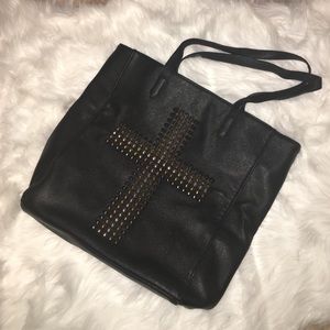 ALDO Black Studded Cross Tote