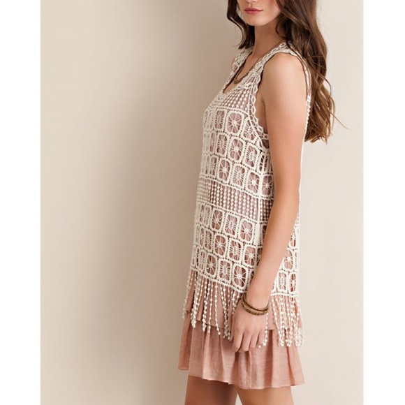 Crochet Overlay Ruffle Swing Dress - Picture 2 of 4