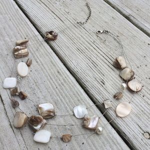 Three Strand Layered Abalone Shell Necklace - NWOT