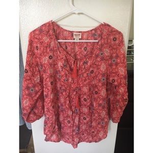 3/4 Length Paisley Bohemian Peasant Blouse