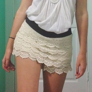 Cream Crochet Shorts