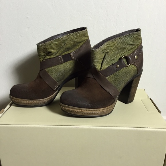 NWT Diesel denim leather buckled ankle boots