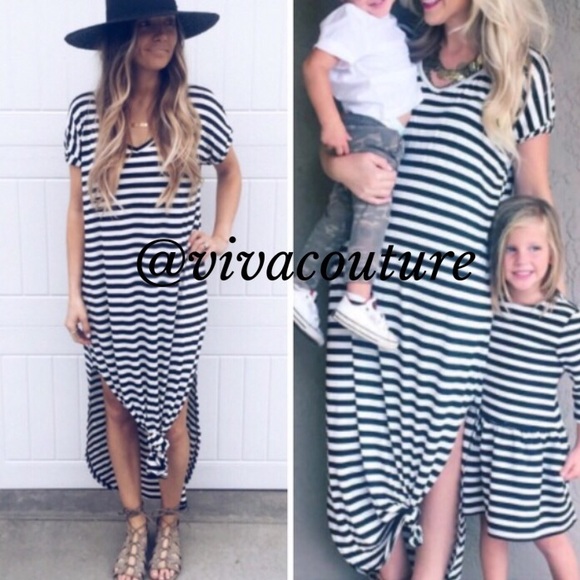Striped side slit maxi dress Shirtdress - Picture 2 of 2
