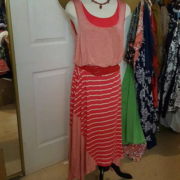 STYLE & CO. SUMMER DRESS IN CORAL STRIPES