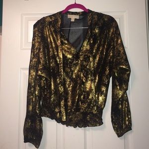 Metallic gold and black Michael Kors blouse