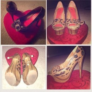 Minx Me Leopard Peep Toe Platform Stiletto