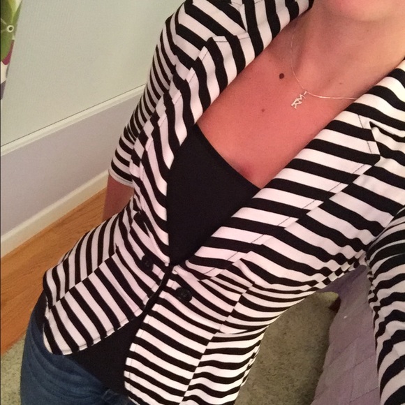 Black and White Striped Blazer