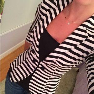 Black and White Striped Blazer