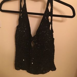 Vintage Black Jeweled Halter Top