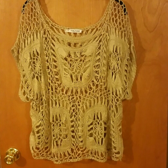 Awesome beige crocheted top