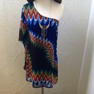 One Shoulder Psychedelic Dress